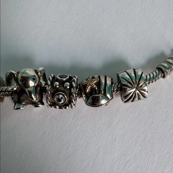Pandora Silver Charm Bracelet w/charms - Picture 5 of 8